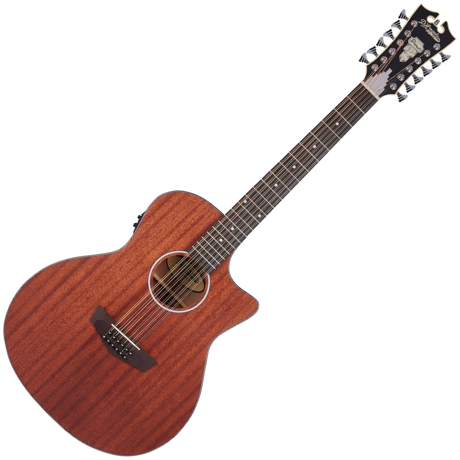 12-strenget akustisk-elektrisk guitar D'Angelico Premier Fulton LS Natural Mahogany Satin 12-strenget akustisk-elektrisk guitar