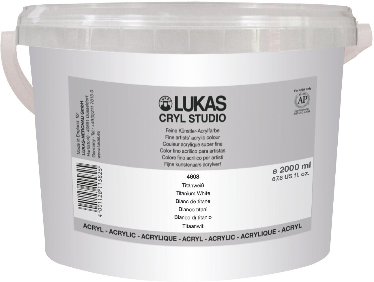 Akryylimaali Lukas Cryl Studio Akryylimaali Titanium White 2 L 1 kpl