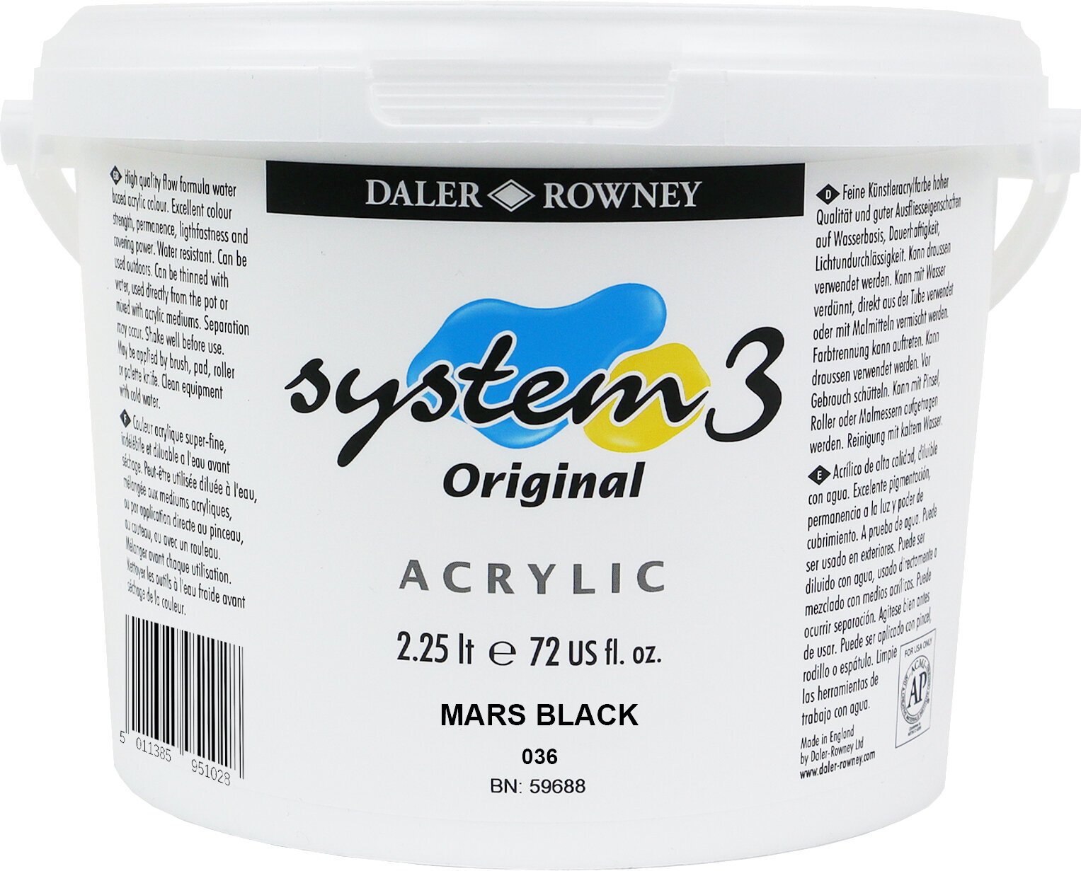 Akrylmaling Daler Rowney System3 Akrylmaling Mars Black 2,25 L 1 stk.