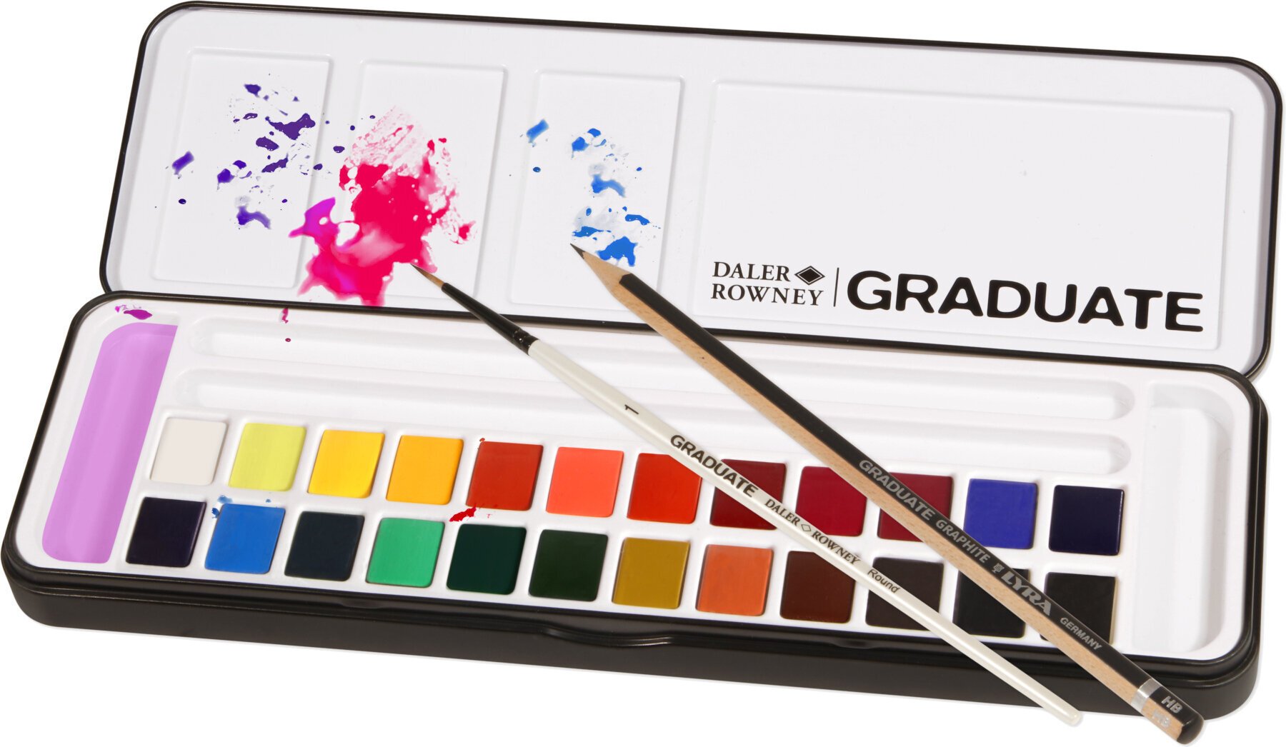 Farba akwarelowa Daler Rowney Graduate Zestaw farb akwarelowych  Student Set 24 Colours With Brush And Pencill