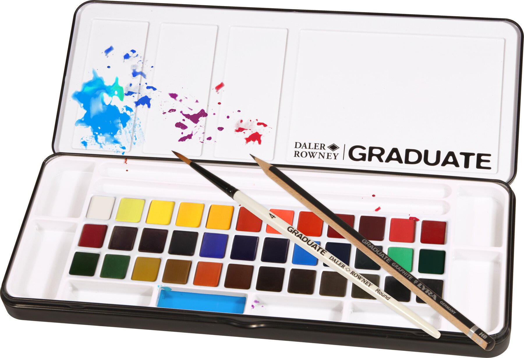 Watercolour Paint Daler Rowney Graduate Set of Watercolour Paints  Student Set 24 Colours With Brush