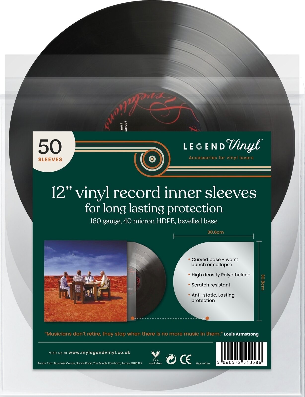 Hoes/koffer voor LP's Legend Vinyl LV22 LP-hoezen 50 Transparent