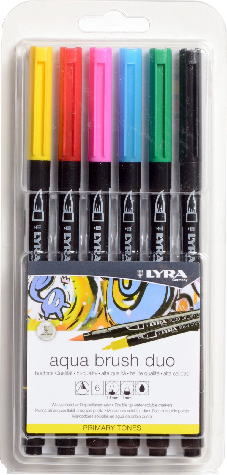 Felt-Tip Pen Lyra Double Tip Aqua Duo Markers Primary Tones 6 pcs