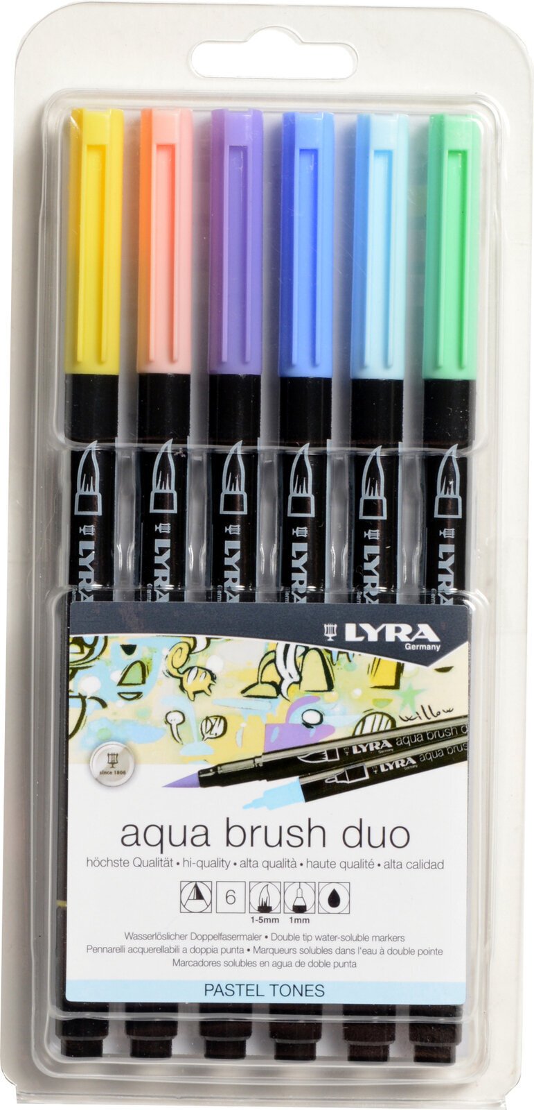 Felt-Tip Pen Lyra Double Tip Aqua Duo Markers Pastel Tones 6 pcs