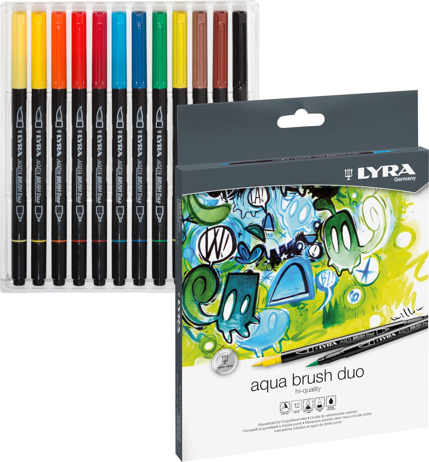 Felt-Tip Pen Lyra Double Tip Aqua Duo Markers 12 pcs