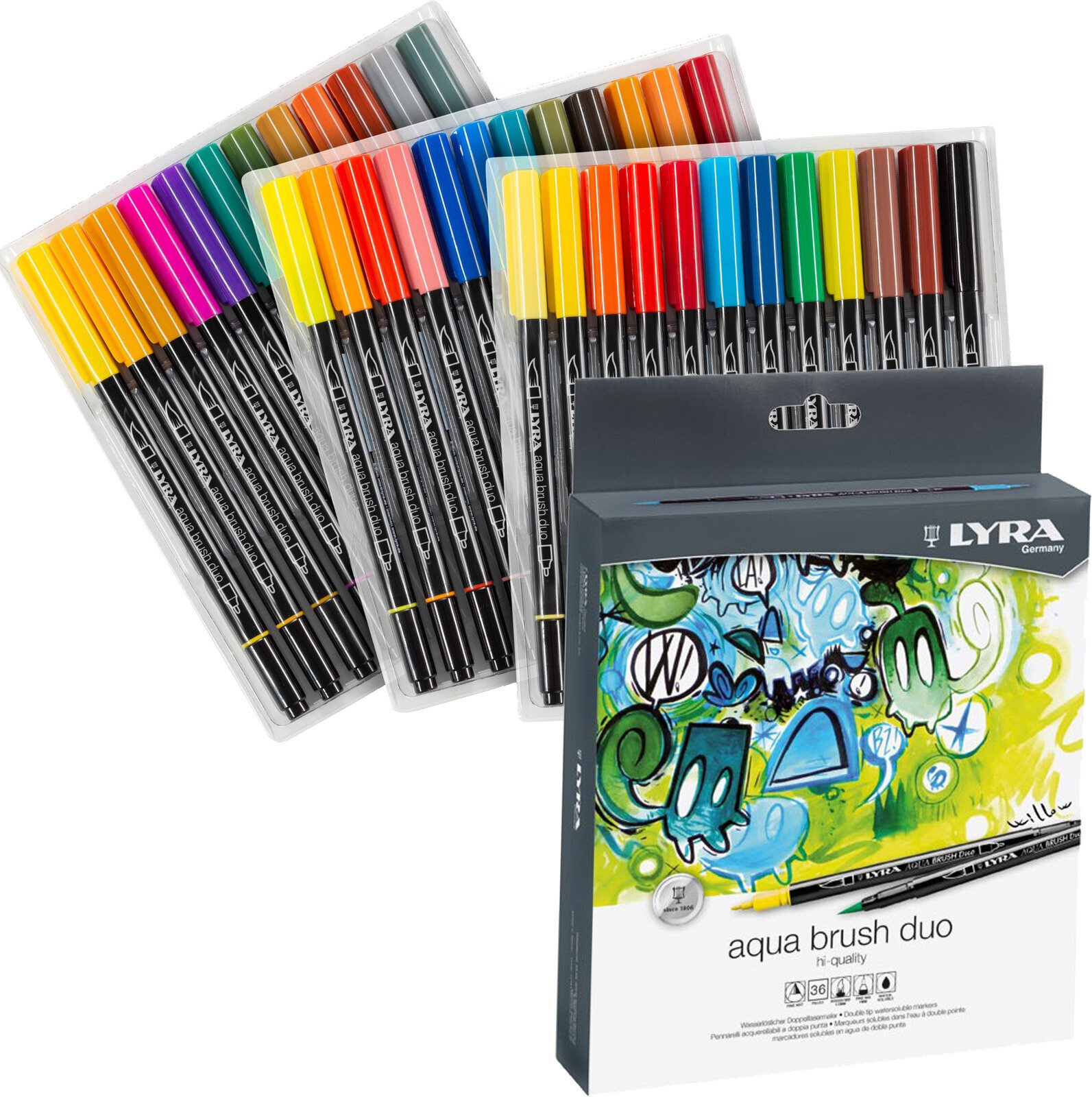 Felt-Tip Pen Lyra Double Tip Aqua Duo Markers 36 pcs