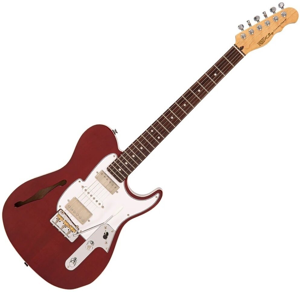 Guitare électrique Fret King Black Label Country Squire Semi-Tone Deluxe Thru Red Guitare électrique