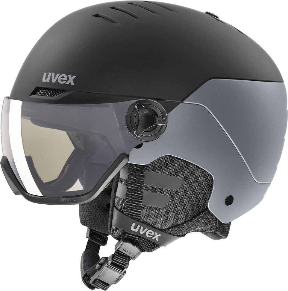 Skihelm UVEX Wanted Visor Pro V Black/Silver Mat 54-58 cm Skihelm