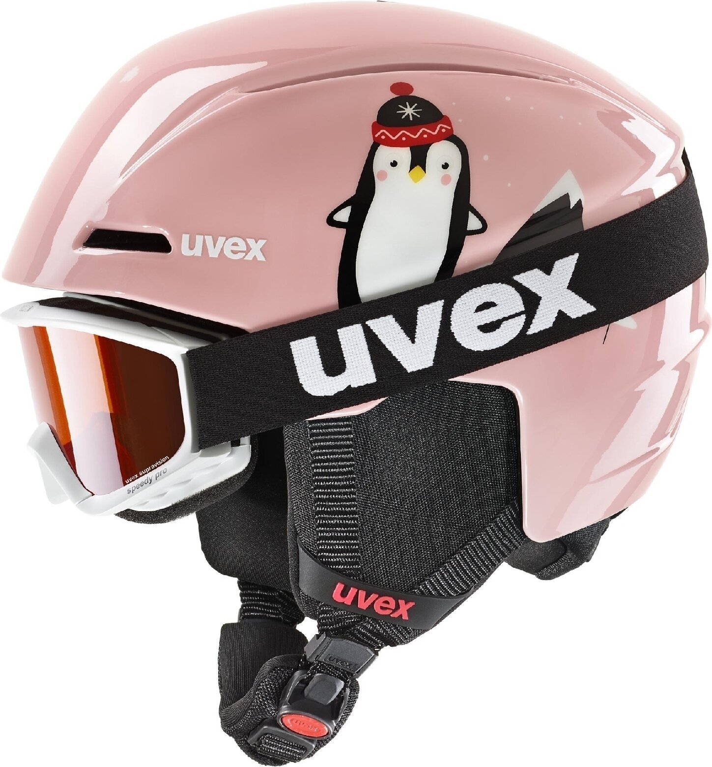 Laskettelukypärä UVEX Viti Speedy Pro Set Pink Penguin 46-50 cm Laskettelukypärä