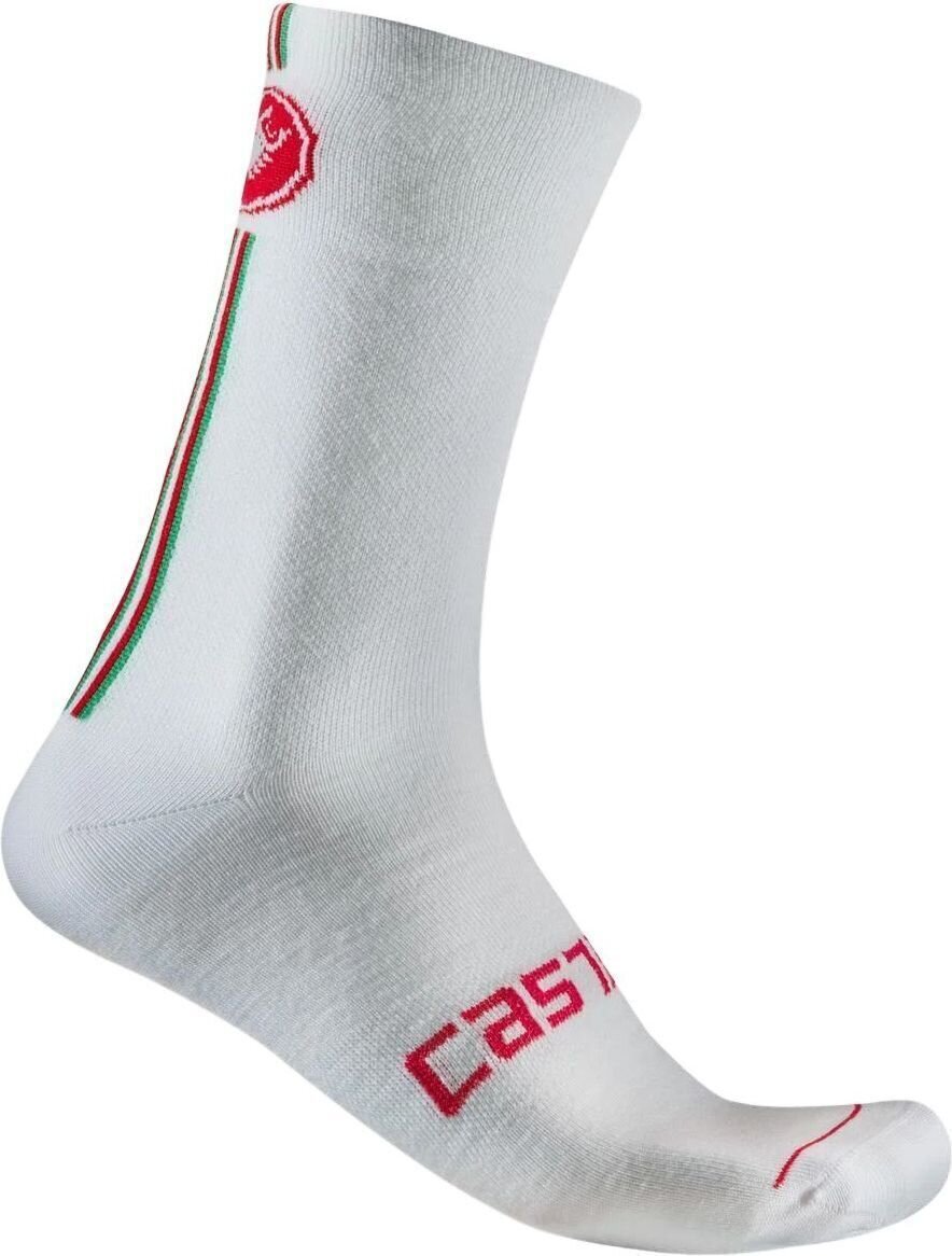 Meias de ciclismo Castelli Racing Stripe 18 White L/XL Meias de ciclismo