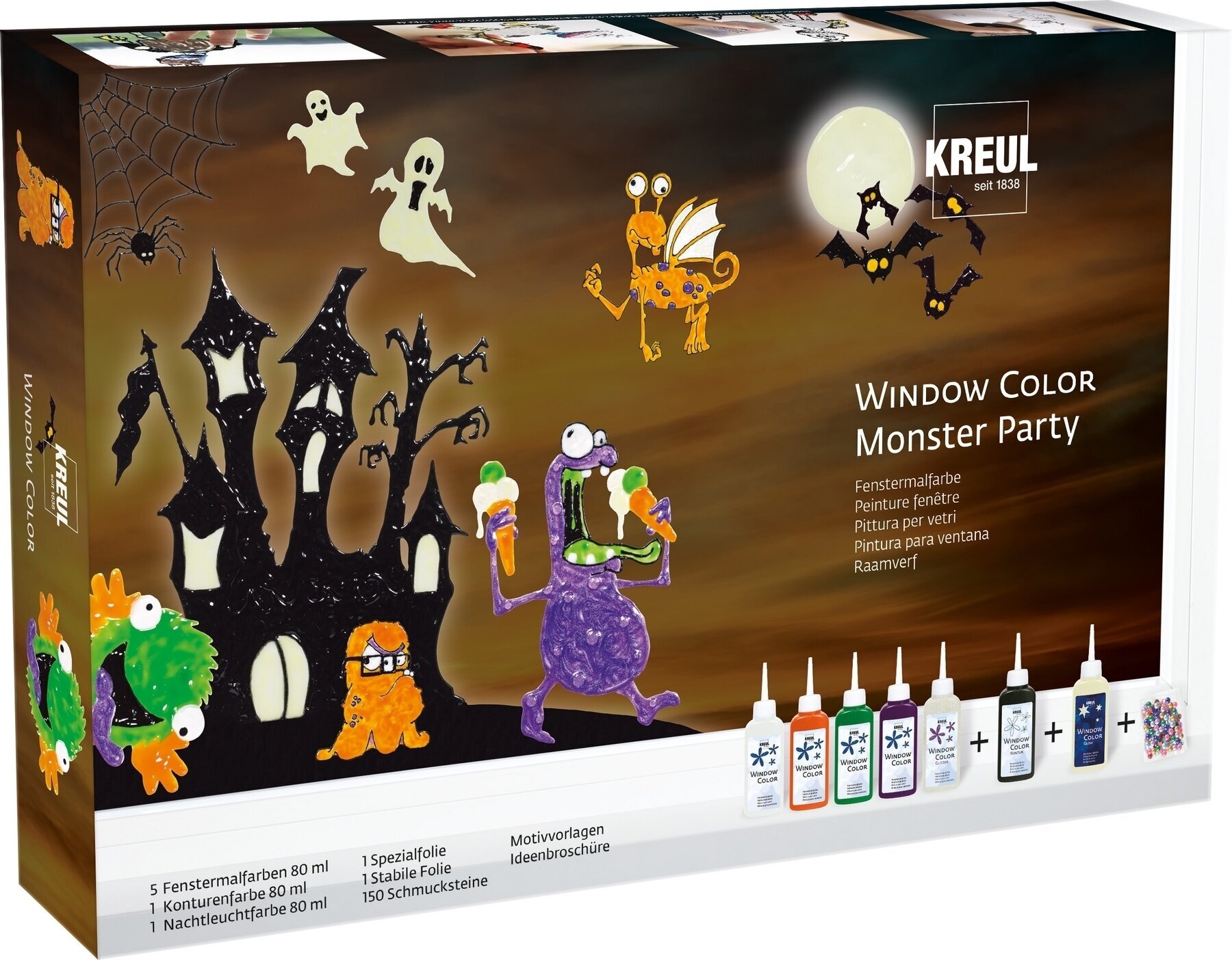 Βαφή για Γυαλί Kreul 42850 Σετ χρωμάτων για γυαλί Monster Party 7 x 80 ml