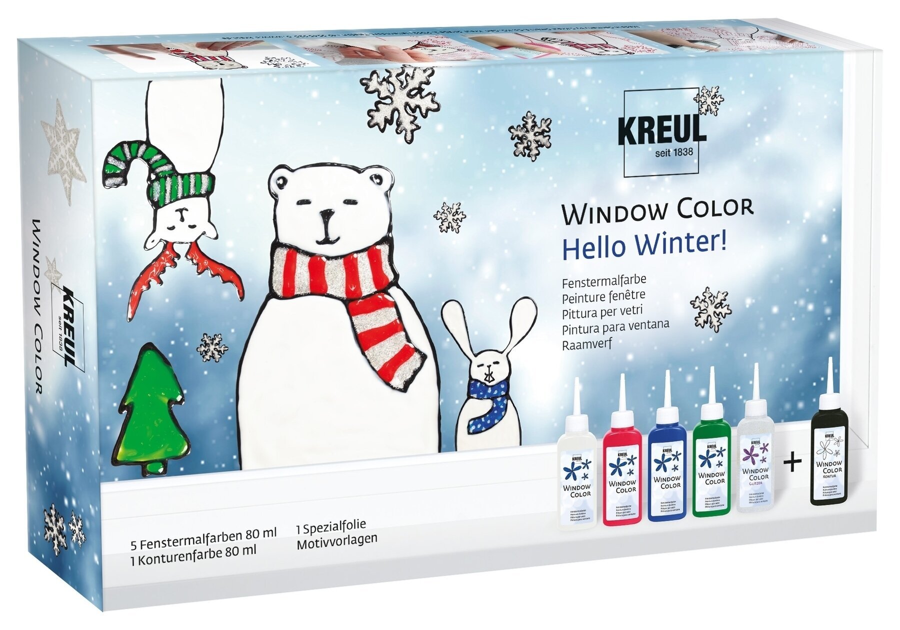 Glasfarbe Kreul 42853 Farbset für Glas Hello Winter 6 x 80 ml