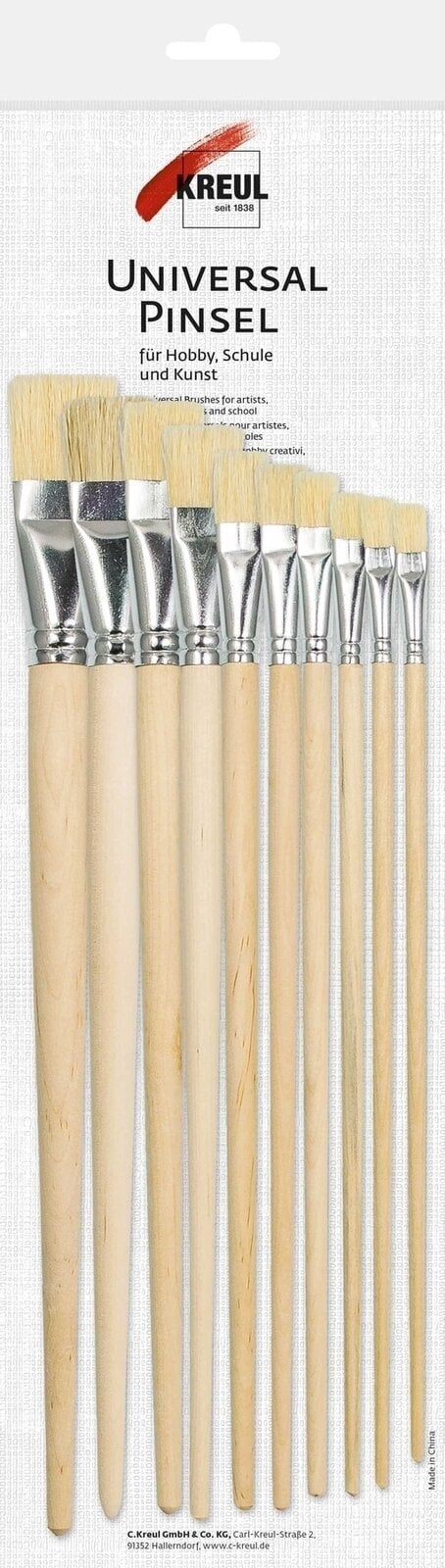 Paint Brush Kreul Universal Bristle Set of Flat Brushes 10 pcs