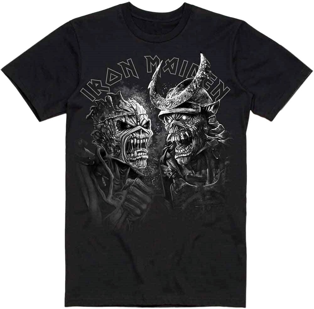 Shirt Iron Maiden Shirt Senjutsu Large Grayscale Heads Unisex Black S