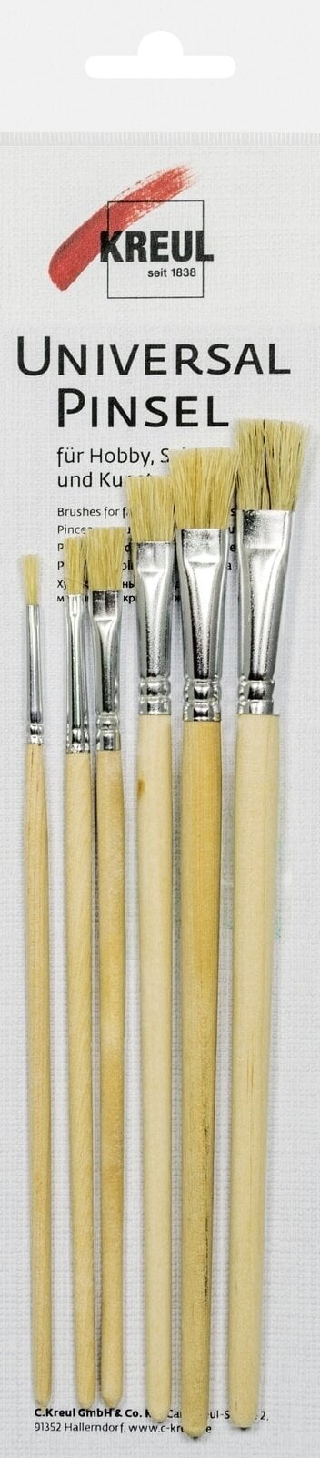 Paint Brush Kreul Universal Bristle Set of Flat Brushes 6 pcs