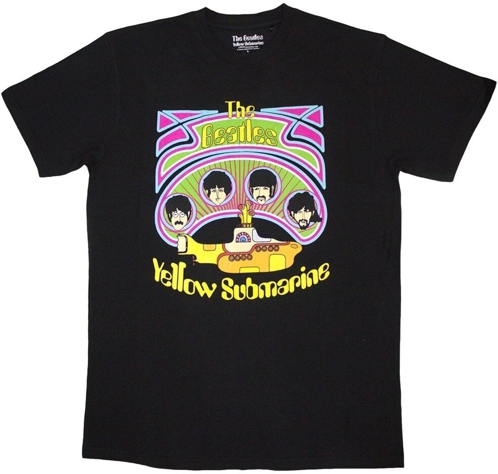 T-Shirt The Beatles T-Shirt Yellow Submarine Heads in Circles v2 Unisex Black 2XL