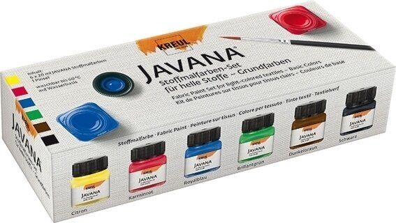 Stofmaling Kreul Javana Et sæt farver til tekstiler Basic Colours 6 x 20 ml