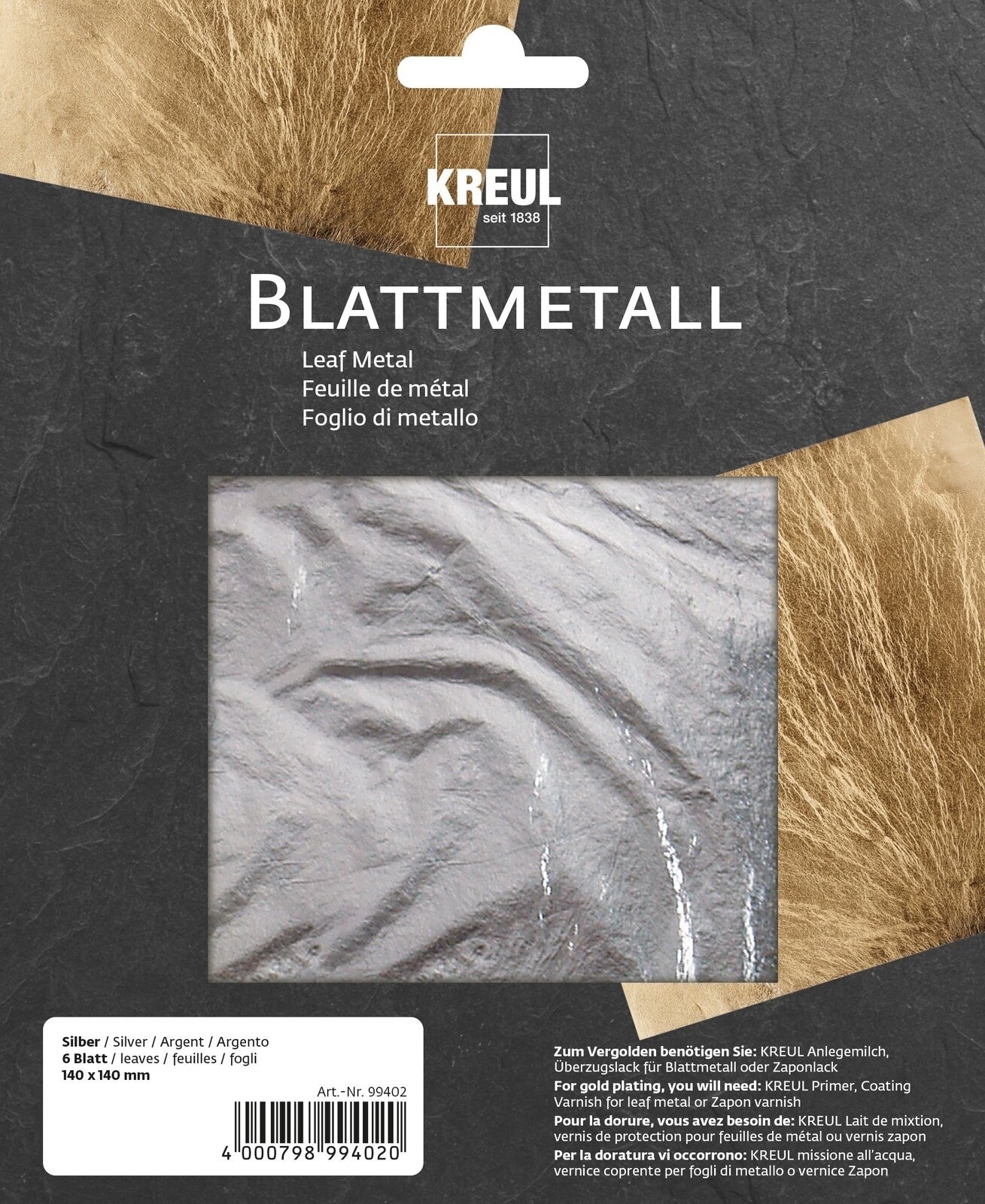 Vergulden Kreul 99402 Metalen plakjes Silver 140 x 140 mm 6 stuks