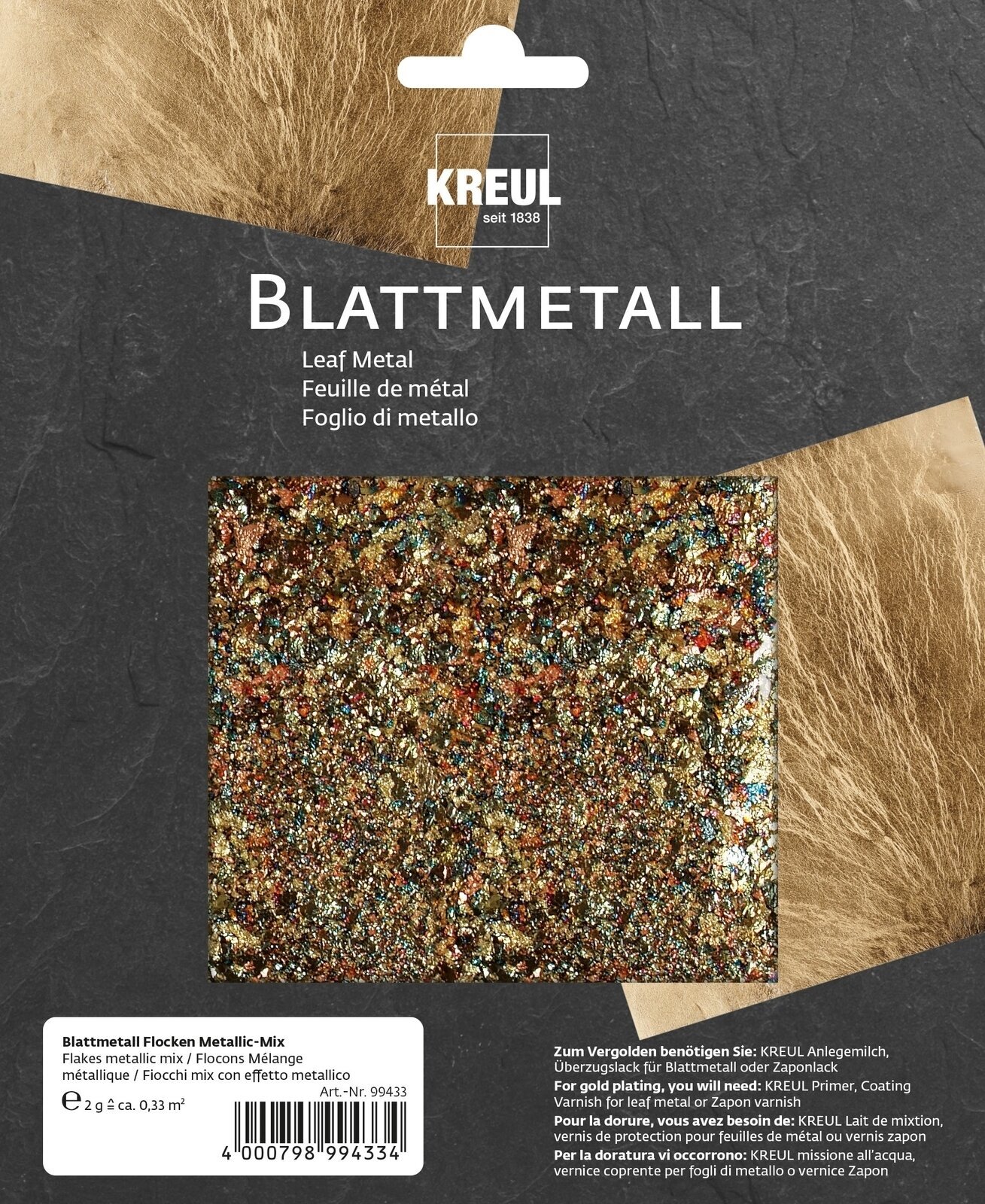 Vergulden Kreul 99433 Metalen plakjes Metallic Mix 2 g