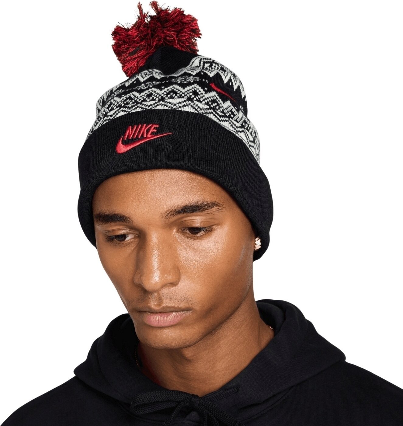 Winter Hat Nike Peak Black/University Red/Coconut Milk/University Red UNI Beanie