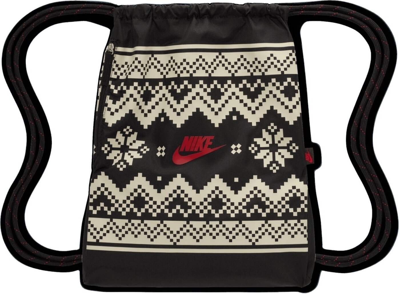 Mochila/saco de estilo de vida Nike Heritage Holiday Drawstring Bag Black/White Fair Isle Bolsa de esportes