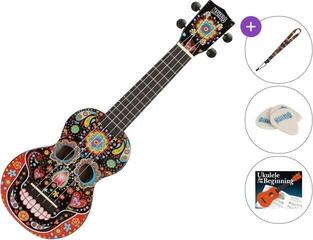 Soprano ukulele Mahalo MA1SK-BK SET Skull Black Soprano ukulele