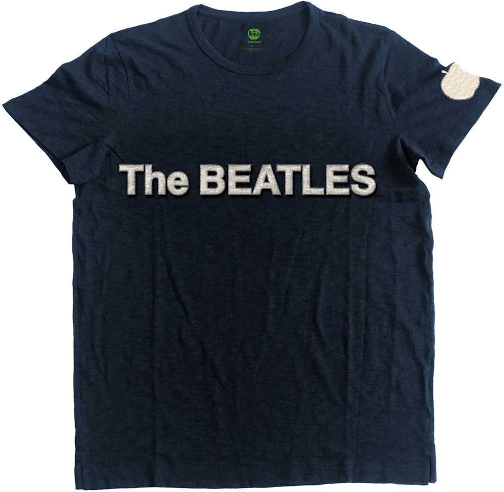 T-shirt The Beatles Logo & Apple App Slub Unisex Navy Blue 2XL T-shirt