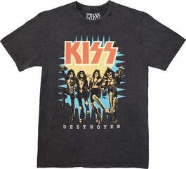 T-Shirt Kiss T-Shirt Destroyer 3D Logo Stone Wash Unisex Charcoal Grey M