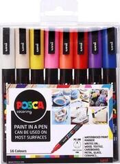 Viltstift Uni Posca 60.1932 Set acrylstiften 0,9 - 1,3 mm 16 pcs