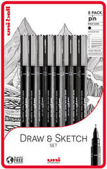 Technical Pen uni-ball Draw And Sketch Technical pens Black 8 pcs