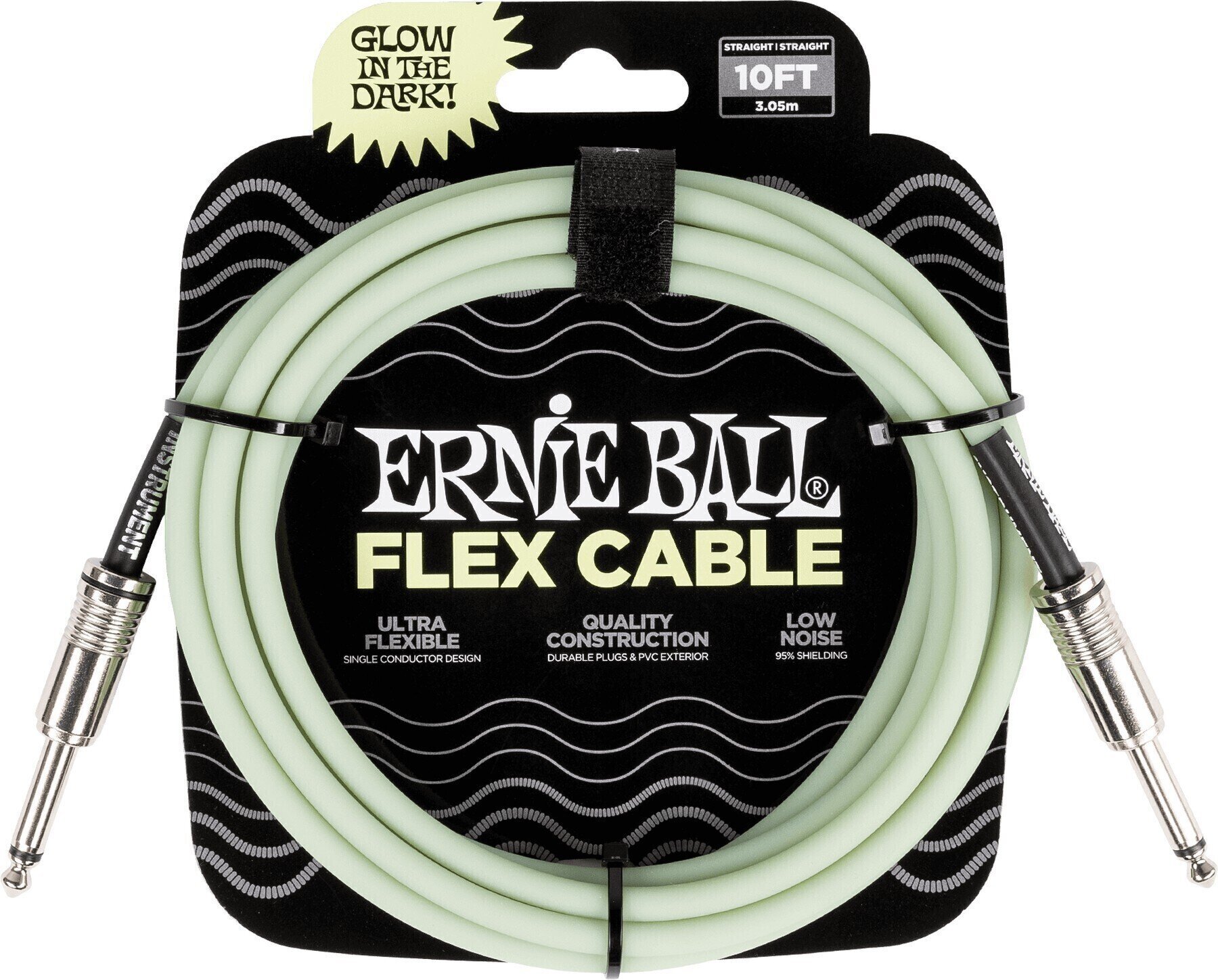 Instrumentenkabel Ernie Ball Flex Glow in Dark 3 m Gerade Klinke - Gerade Klinke Instrumentenkabel