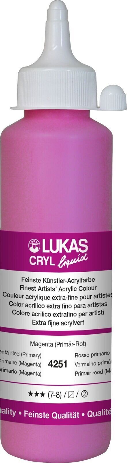 Culoare acrilică Lukas Cryl Liquid Vopsea acrilică Magenta Red (Primary) 250 ml 1 buc.