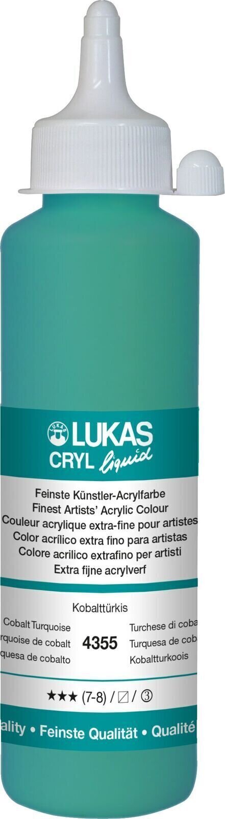 Akrüülvärv Lukas Cryl Liquid Acrylic Paint Plastic Bottle 250 ml Cobalt Turquoise