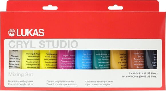 Acrylfarbe Lukas Cryl Studio Set Acrylfarben Mix 1 9 x 100 ml - 1