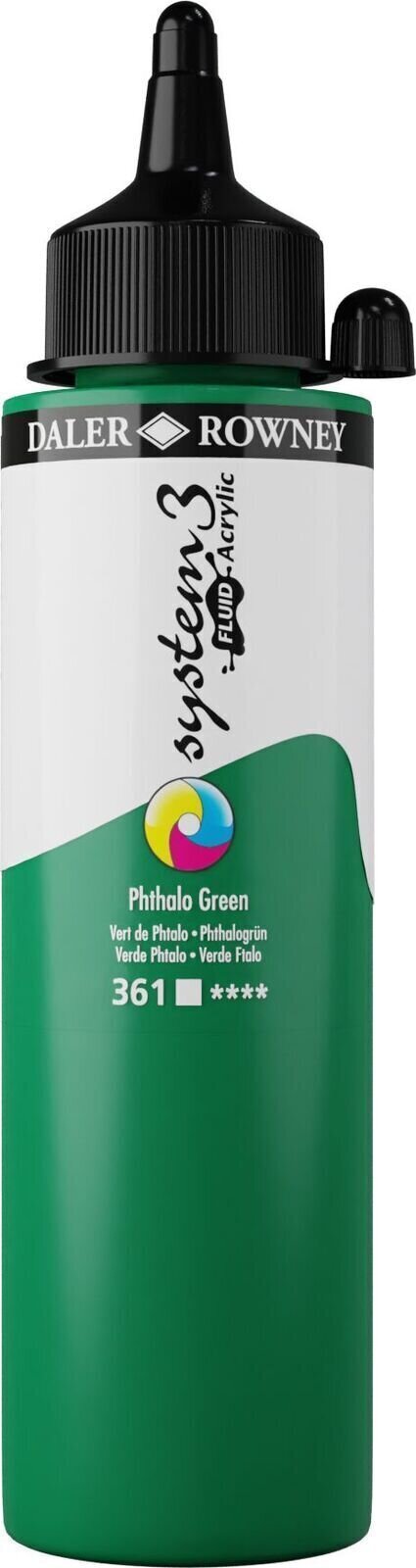 Akrüülvärv Daler Rowney System3 Acrylic Paint Plastic Bottle Fluid 250 ml Phthalo Green