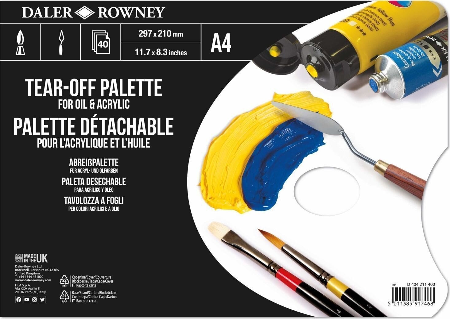 Taiteilijan paletti Daler Rowney 404211400 Taiteilijan paletti A4 40 pcs