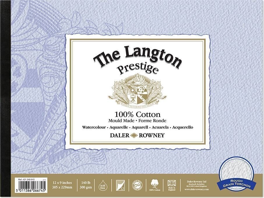 Blok za skiciranje Daler Rowney The Langton Prestige Watercolour Rough Blok za crtanje 12 30,5 x 22,9 cm 300 g