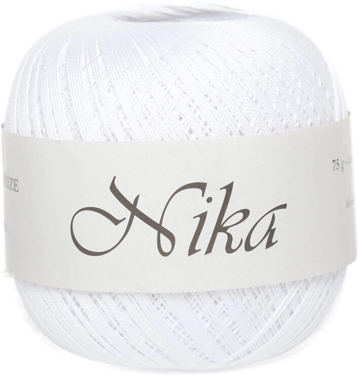 Háčkovací příze Nitarna Ceska Trebova Nika 0010 White Háčkovací příze