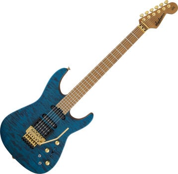 Elektrická kytara Jackson USA Phil Collen PC1 Satin Flame MN Satin Transparent Blue Elektrická kytara - 1