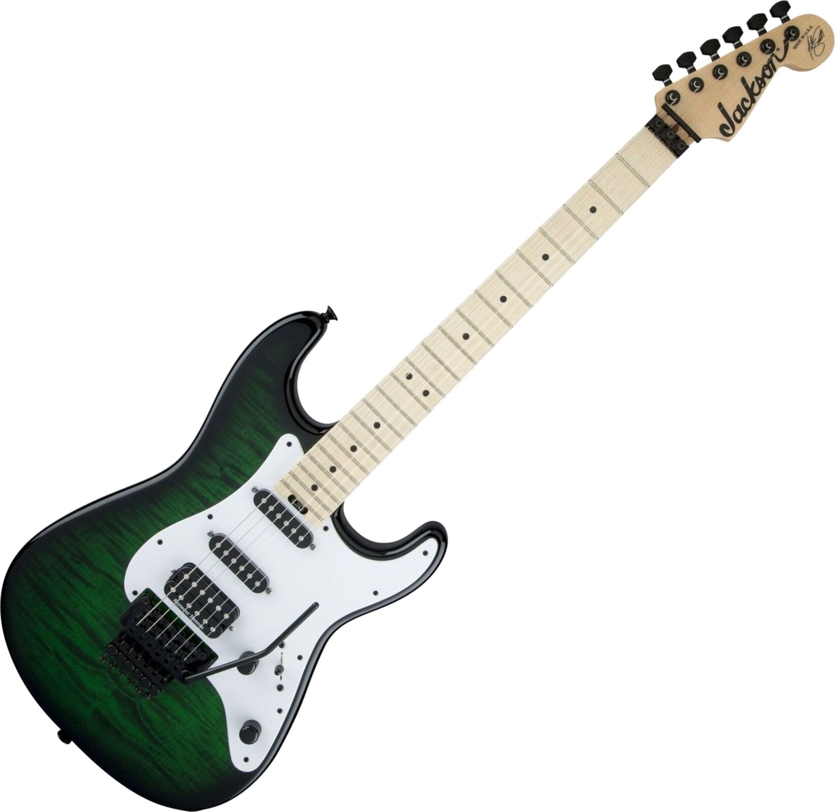 Guitare électrique Jackson USA Select Adrian Smith SD Transparent Green Burst Guitare électrique