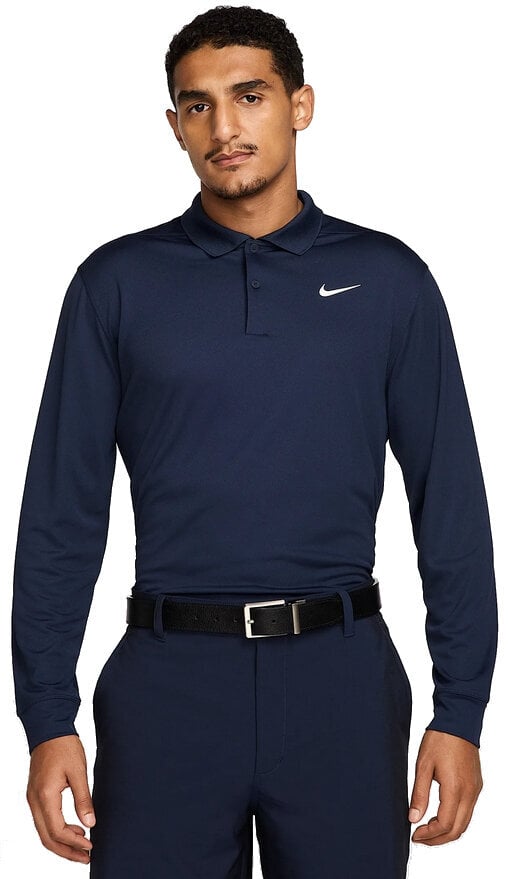 Nike Dri-Fit Victory Solid Mens Long Sleeve Obsidian/White L Koszulka Polo