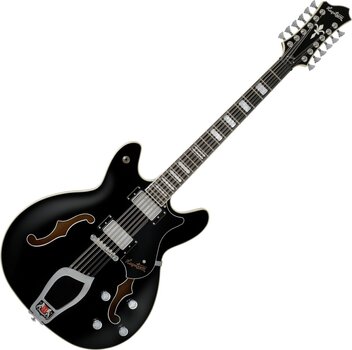 Poolakustiline kitarr Hagstrom Viking Deluxe 12 Gloss Black Poolakustiline kitarr - 1
