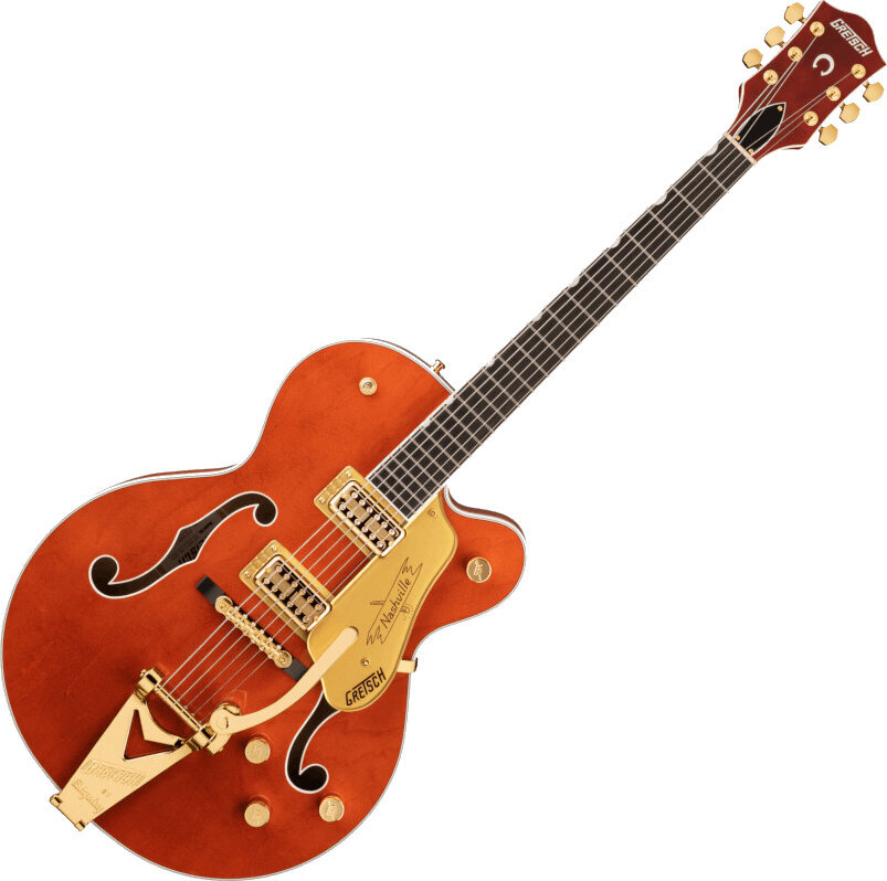 Halvakustisk gitarr Gretsch G6120TG Players Edition Nashville Orange Satin Halvakustisk gitarr