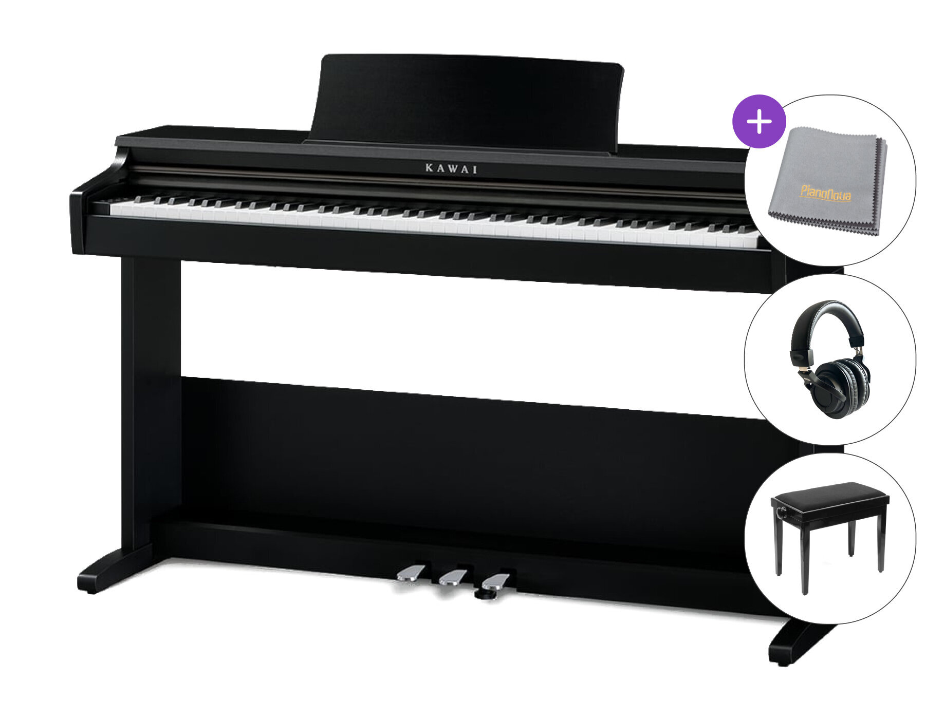 Piano digital Kawai KDP75B SET Black Piano digital