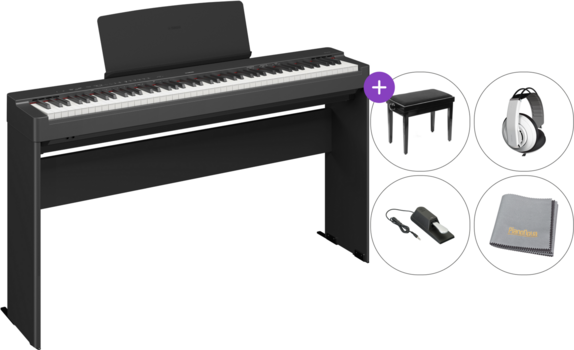【セット販売】YAMAHA P-225B ブラック Yamaha P-225B DELUXE SET Cyfrowe stage pianino Black - Muziker