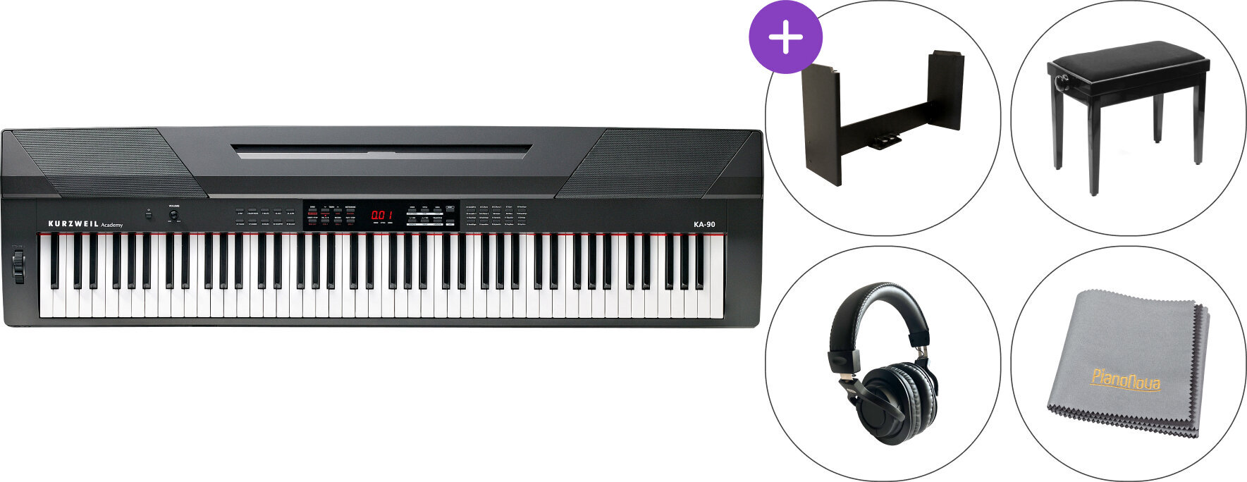 Digitaal stagepiano Kurzweil KA90 BK Deluxe SET Digitaal stagepiano Black