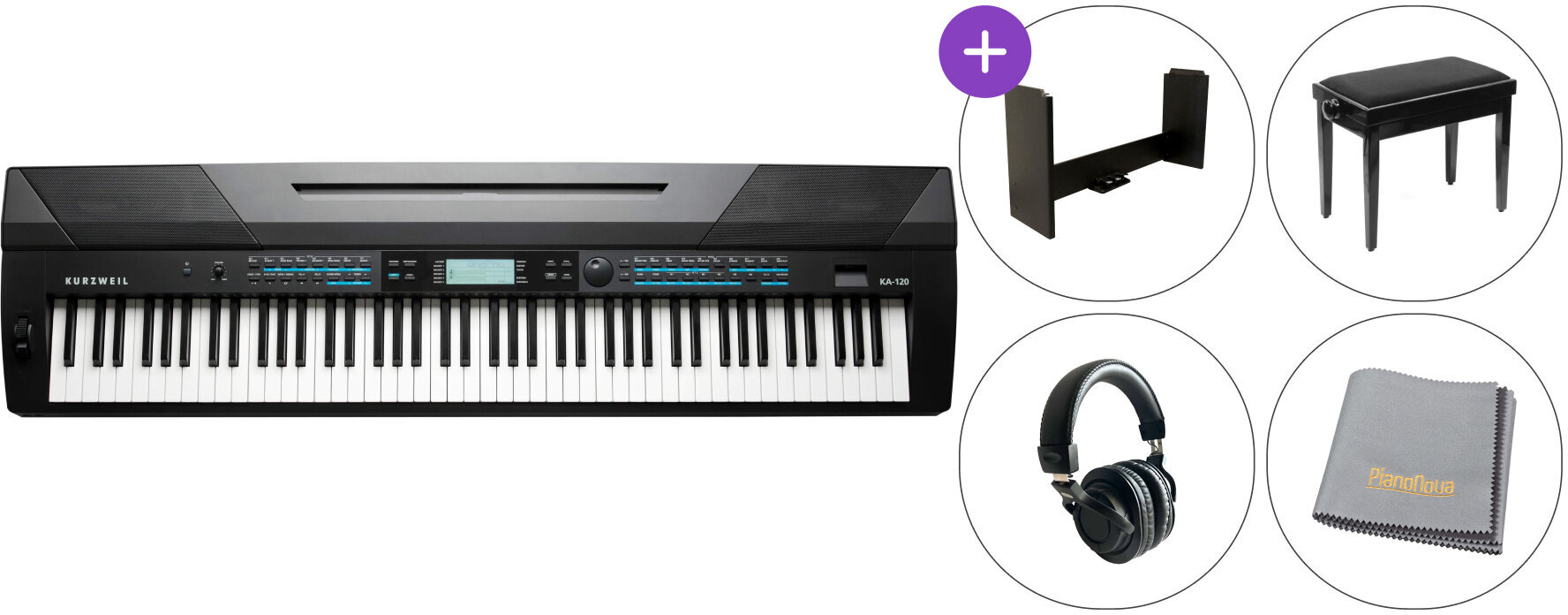 Digitaal stagepiano Kurzweil KA120 BK Deluxe SET Digitaal stagepiano Black