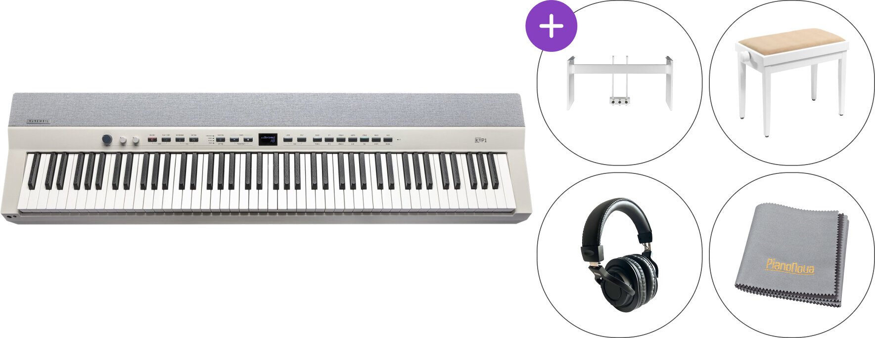 Digitaal stagepiano Kurzweil KAP1 WH Deluxe SET Digitaal stagepiano White