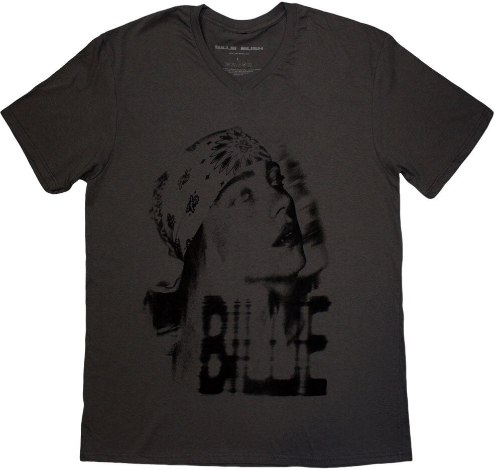 T-shirt Billie Eilish Tonal Bandana Photo Charcoal Grey L T-shirt
