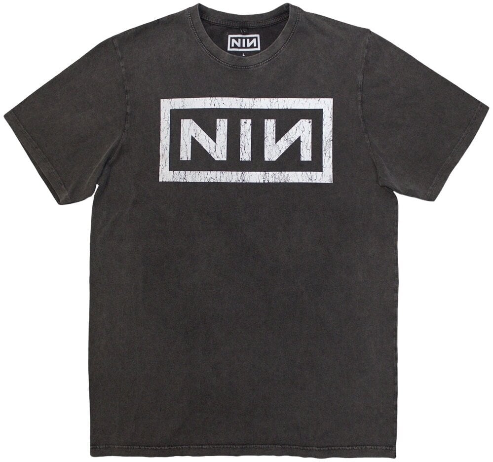 Shirt Nine Inch Nails Shirt Classic Logo Stone Wash Unisex Charcoal Grey 2XL